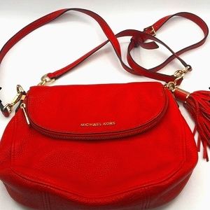 Michael Kors Red Leather Messenger Bag